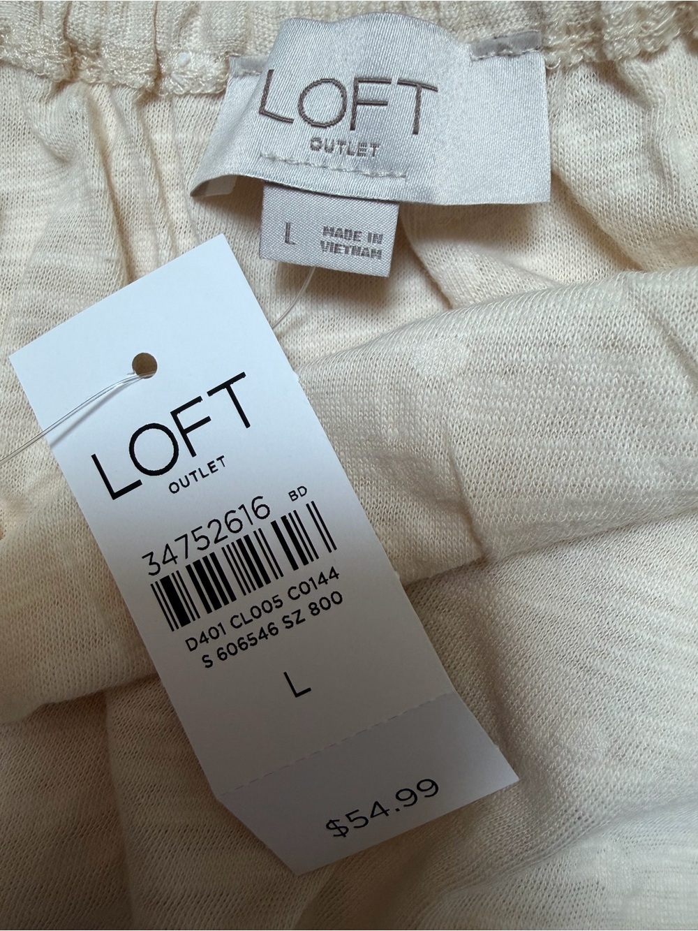 LOFT Cream Peasant Top with Scoop Neck NWT - Picture 6 of 7